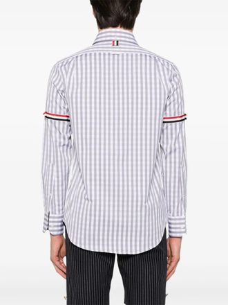 Thom Browne Straight Fit Pc L/S Hemd mit Gg-Armband aus Popeline mit Gingham-Karomuster
