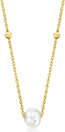 RS Pure by Ross-Simons 4-5mm Cultured Pearl Station Necklace in 14kt Yellow Gold