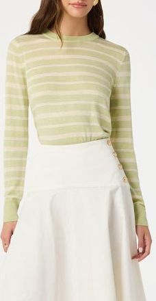 ASTR the Label Stripe Crewneck Sweater in Green Stripe at Nordstrom Rack, Size X-Small