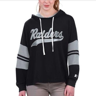 Starter Womens Starter Black Las Vegas Raiders Bump And Run Long Sleeve Hoodie T-Shirt at Nordstrom, Size Xx-Large