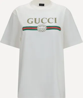 Gucci T-shirt in jersey di cotone e seta con stampa Woman XS