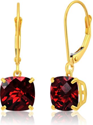 MAX + STONE Solid 10k Yellow or White Gold 8mm Cushion Cut Dangle Gemstone Earrings
