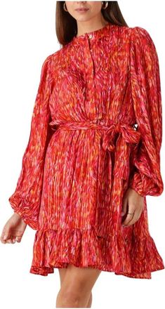 Notre-V Kleedjes, Dames, Veelkleurig, S, Rode Mini Jurk Fiona