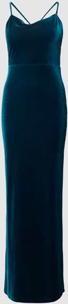 Jake*s Abendkleid aus Samt mit Wasserfall-Ausschnitt in Petrol, Gr&ouml;&szlig;e 44