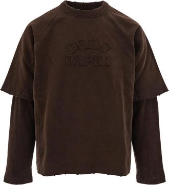Daily Paper Clothing Boxy Contrast Sleeve Raglan T-Shirt - Heren - Longsleeves - Bruin - XS - Katoen - Tops