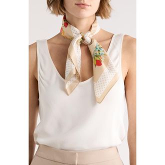 Vince Camuto Fruit Floral Satin Square Scarf in Sand Multi at Nordstrom Rack