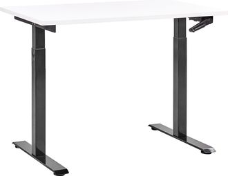 Beliani Beliani - Escritorio De Altura Regulable Manualmente Oficina Moderna Patas Cuadradas 120 X 72 Cm Tablero Blanco Soporte De Acero Negro Destines