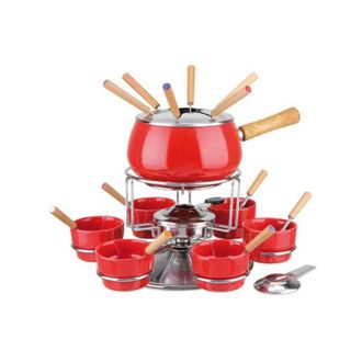 EVA Fonduta Esmaltada Roja Brillante Set De 23 Piezas Eva