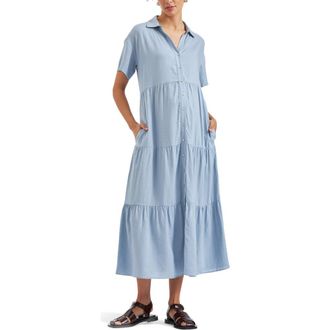 Ripe Macy Longline Linen Dress in Pale Blue at Nordstrom, Size X-Small Au