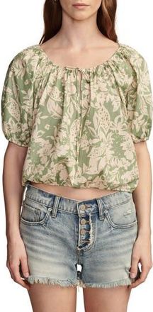 Lucky Brand Gathered Poplin Top in Green Mult at Nordstrom Rack, Size Xx-Large