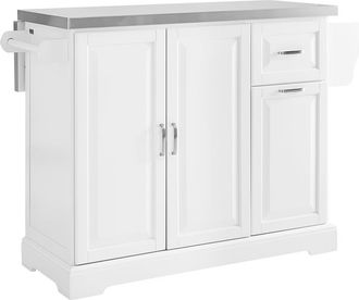 SoBuy Isla de cocina con dos cajones blanco 129x71x91cm moderno