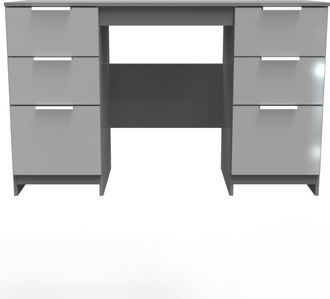 Welcome Furniture Paris Ready Assembled Double Pedestal Desk with 6 Drawers - Uniform Matt & Dusk Grey - Welcome Furniture | TJ Hughes