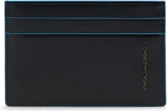 Piquadro Slanke Pasjeshouder van Leer - unisex - Portefeuilles - Blauw - ONE Size - Leer - Accessoires