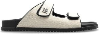 Dolce & Gabbana Slippers met een logo-vormige applicatie - Heren - Sandalen - Beige - 40 EU - Leer - Schoenen