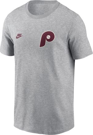 Nike Philadelphia Phillies Cooperstown 2-Hit Large Logo Nike Mens MLB T-Shirt in Grey | N19906GPHP-VFA