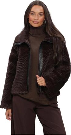 Simple Dannie Fur Jacket - Dames - Jassen - Bruin - Maat: M Poliester