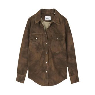 Isabel Marant Light Jackets, female, Brown, Size: 2XS Karima Faux Leather Shirt