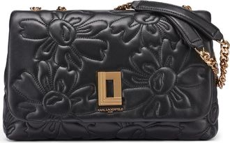 Karl Lagerfeld Lafayette Quilted Floral Shoulder in Black/gold at Nordstrom