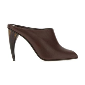 Alexander McQueen Horn Heel Mule - Dames - Muiltjes - Bruin - 37 EU - Leer - Schoenen