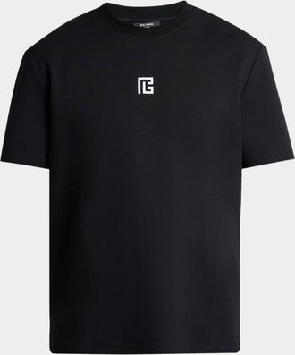 Balmain Mens Embroidered PB Logo T-Shirt