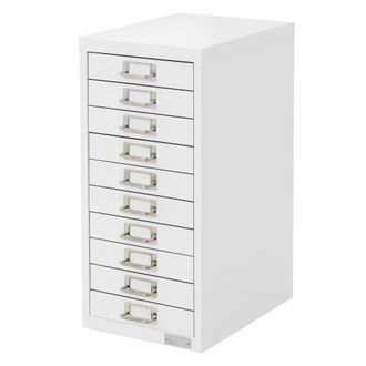ML Design Archivador con 10 cajones de metal blanco 28x38x60 cm
