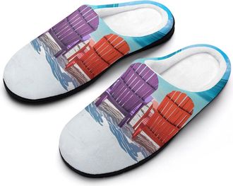 Generic Colorful Beach Chairs Mens Slippers Slip On Comfortable Fleece Cotton House Shoes Winter