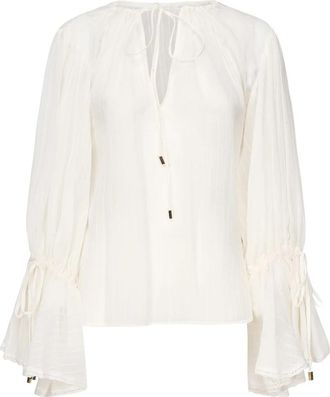 Guess Elsa Blouse - Dames - Blouses - Wit - XS - Katoen - Overhemden