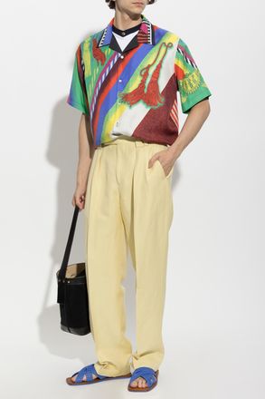 Versace Silk Shirt With Formula 6 Print, Mens, Multicolour