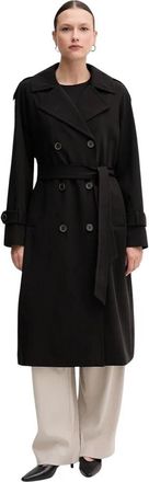 DKNY Geknoopte Double-Breasted Trenchcoat - Dames - Trenchcoats - Zwart - XL - Leer - Jassen