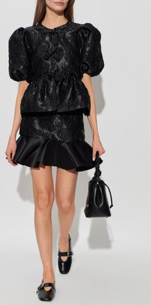 Ganni Floral Pattern Skirt, Womens, Black