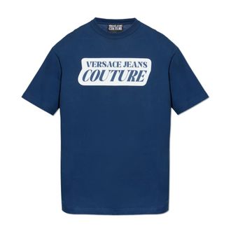 Versace Jeans Couture T-Shirts, male, Blue, Size: 2XL T-Shirt With Printed Logo