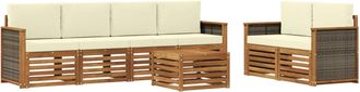 vidaXL Conjunto De Sof&aacute;s De Exterior 7 Uds. Natural Y Crema Vidaxl