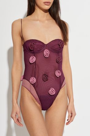 Os&eacute;ree One-piece Swimsuit With Lurex Thread, Womens, Purple