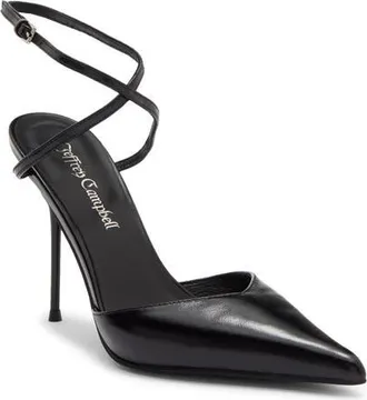 Jeffrey Campbell Bordeaux Ankle Strap Pointed Toe Pump in Black at Nordstrom, Size 9.5