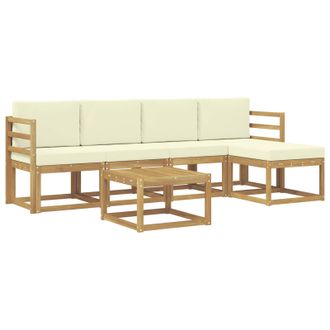 vidaXL Conjunto De Sof&aacute;s De Exterior Con Coj&iacute;n 6 Pcs Blanco Y Crema Vidaxl