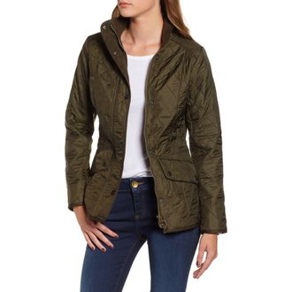 Barbour Cavalry Fleece Lined Quilted Jacket in Dk Olive/olive at Nordstrom, Size 2