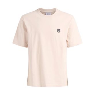 Maison Kitsun&eacute; T-Shirts, male, Beige, Size: M Fox Head Comfort T-Shirt