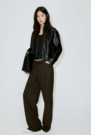 Mango Giacca similpelle zip nero - Donna - XXS - MANGO