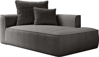 Vente-Unique Chaise longue derecha de pana gruesa gris antracita PINETA