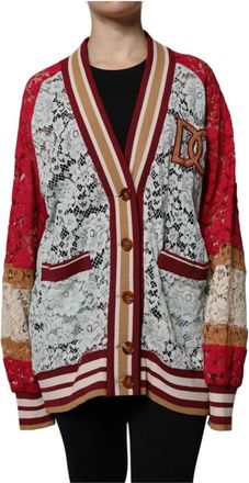 Dolce & Gabbana Gebloemde Cardigan van Kant - Dames - Vesten - Veelkleurig - XS - Truien & Vesten