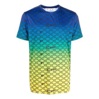 Off-white SS22 Alphabet Geometry Pattern Full Print Gradient Short Sleeve Blue OMVA034S22FAB0018410