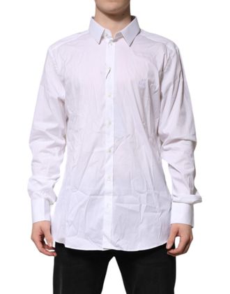 Dolce & Gabbana White GOLD Cotton Men Dress Formal Mens Shirt (Pre-Owned)