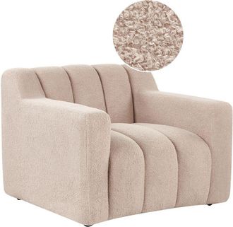 Beliani Beliani - Sill&oacute;n Moderno Tapizado De Tela Boucl&eacute; Respaldo Acolchado Grueso Beige Agerup
