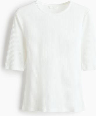 H&M T-Shirt aus Pointellejersey - Weiss