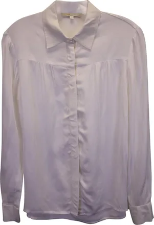 Maje Button-Up Shirt in White Silk Cotton