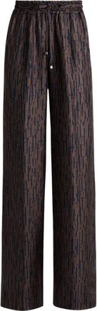 Kiton Zijden Geometrisch Print Trekkoordbroek - Dames - Wijde Broeken - Veelkleurig - L - Broeken