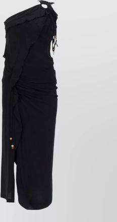 Isabel Marant one shoulder midi dress drape ruffle buttons