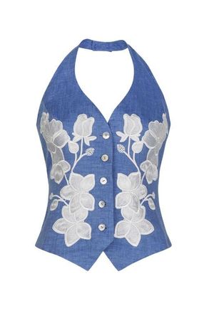 Anne Fontaine Iona Vest in Blue at Nordstrom, Size 44 Eu