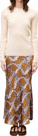 FRNCH Giono Printed Slip Skirt In Leo Ochre