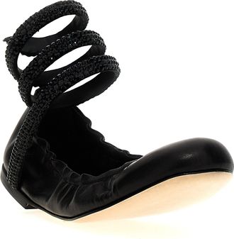 Rene Caovilla Womens Black Lamb Leather Ballet Flats